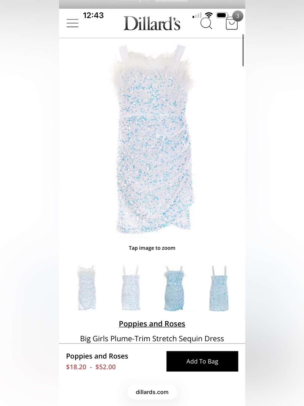 White & Light Blue Sequin Mini Skirt
